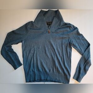 Banana Republic Mens Blue Dark Academia  Pullover Quarter Zip Up Sweater
